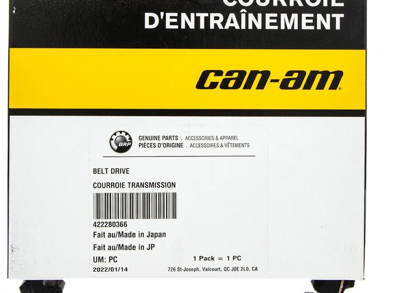 Can-Am OEM Clutch Drive Belt 422280366 - Genuine BRP Part, Made in Japan