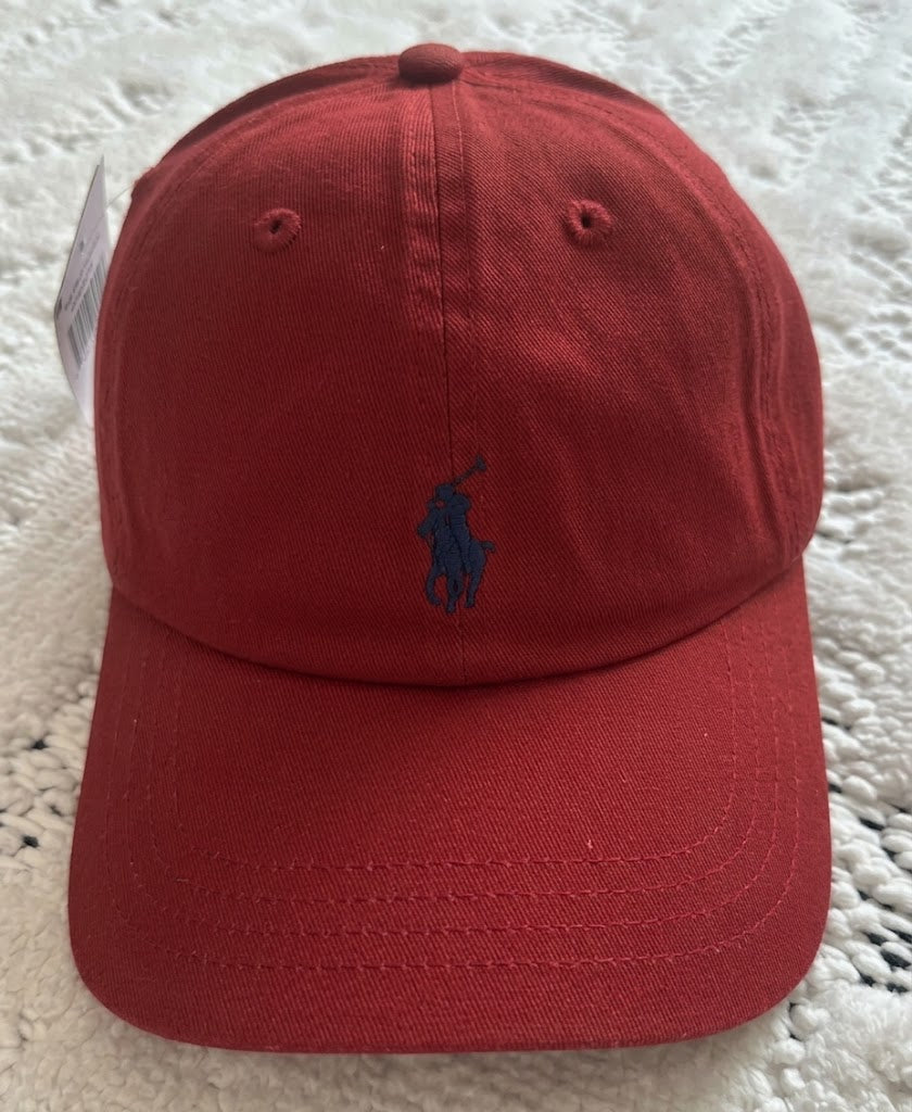 Polo Ralph Lauren Classic Sport Cap Baseball Hat Red with Navy Pony Logo - Unisex - Haven Cart