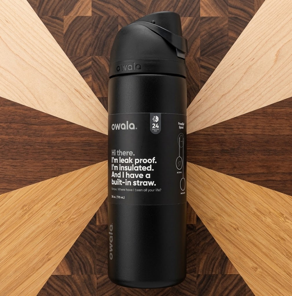 Owala FreeSip Insulated Stainless Steel Water Bottle with Built-In Straw, 24 oz (710ml), Very Very Dark