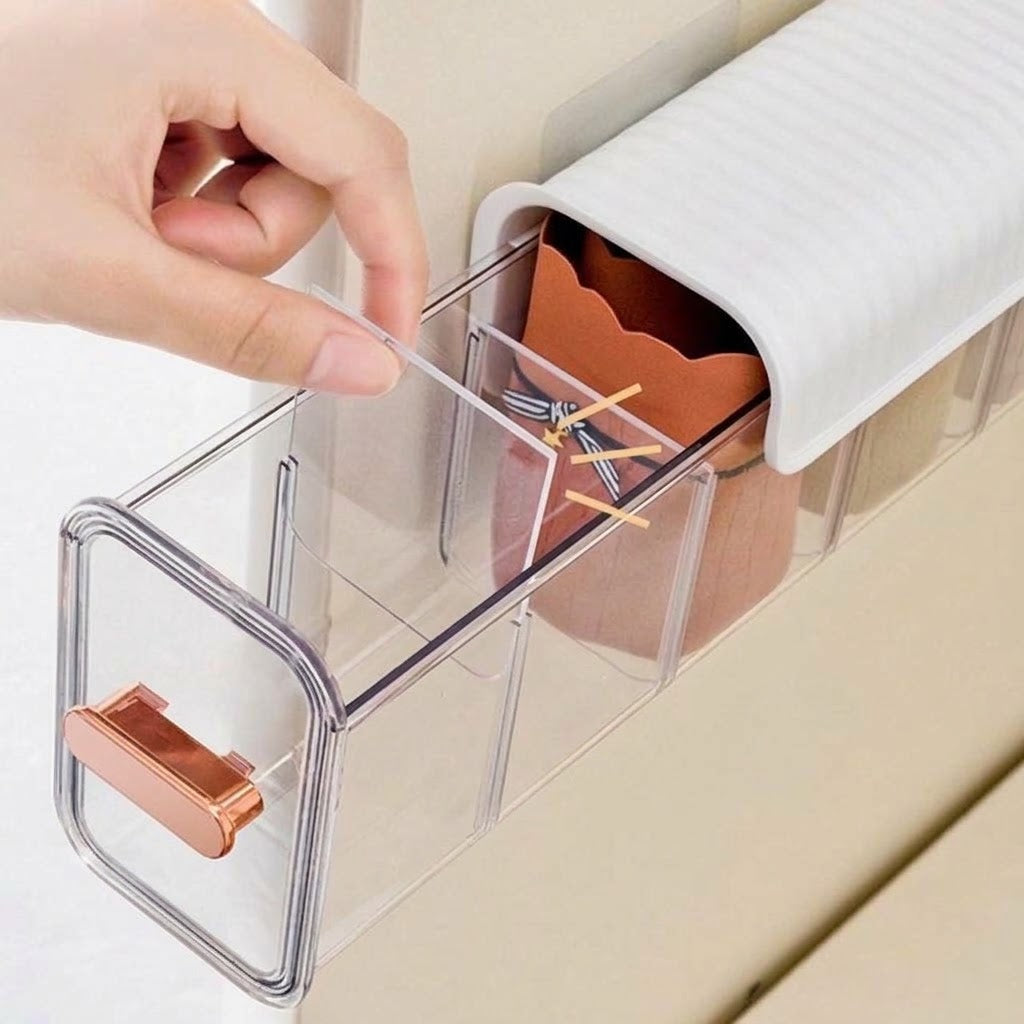 Wall Hanging Transparent Storage Box, Underwear Panties Socks Closet Organizer with Compartments for Bedroom, Green