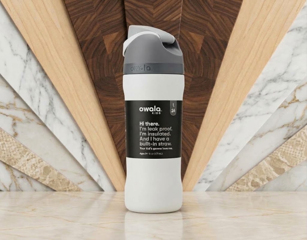 Owala Kids FreeSip Insulated Stainless Steel Water Bottle with Built-In Straw, 16 oz (475ml), Leak Proof - Sleek