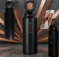 BillyO Insulated Stainless Steel Water Bottle 700ml with Magnetic Phone Holder & Tripod Lid, Leak-Proof, Black