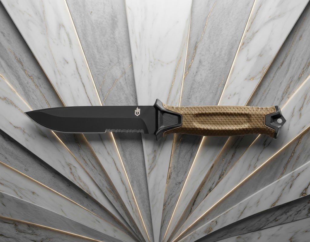 Gerber Gear StrongArm Fixed Blade Tactical Knife with Sheath, 4.8" Plain Edge, Coyote Brown, 420HC Steel, Made in USA