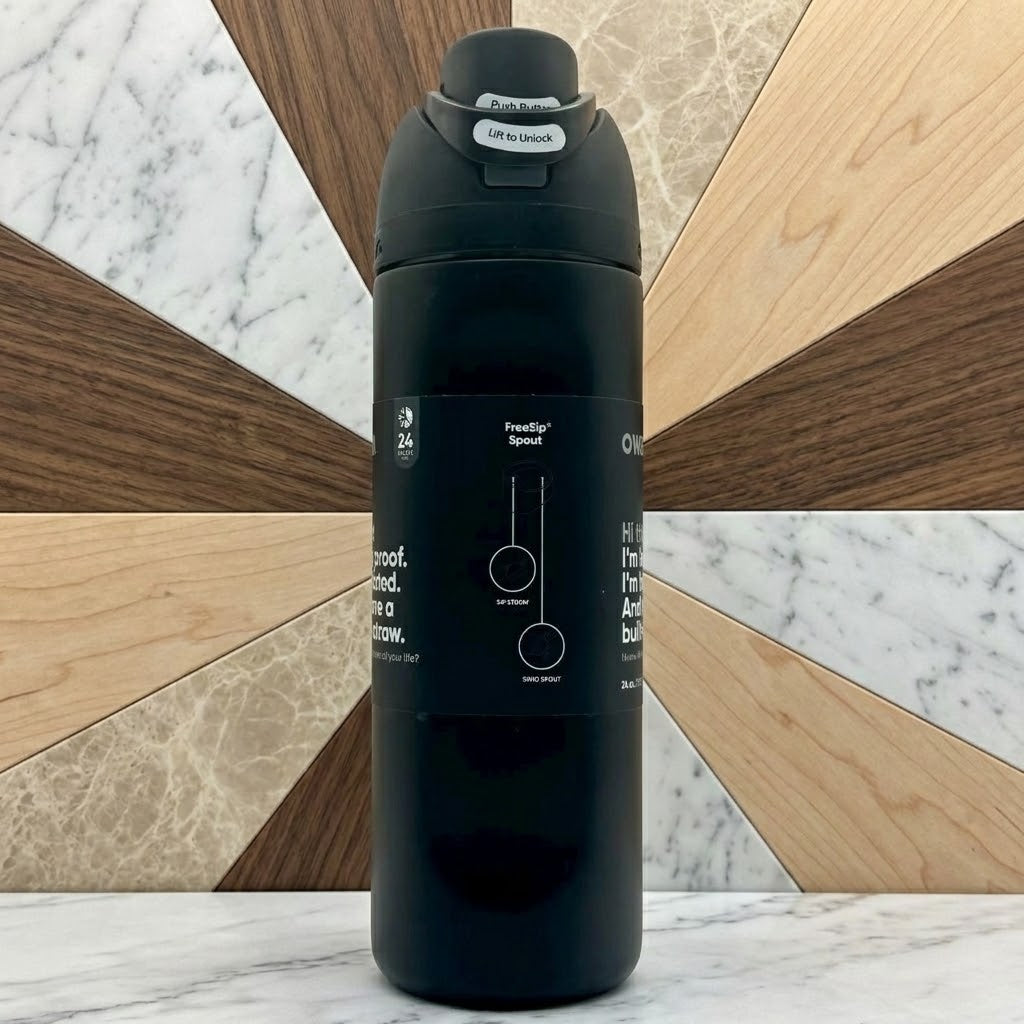 Owala FreeSip Insulated Stainless Steel Water Bottle with Built-In Straw, 24 oz (710ml), Very Very Dark