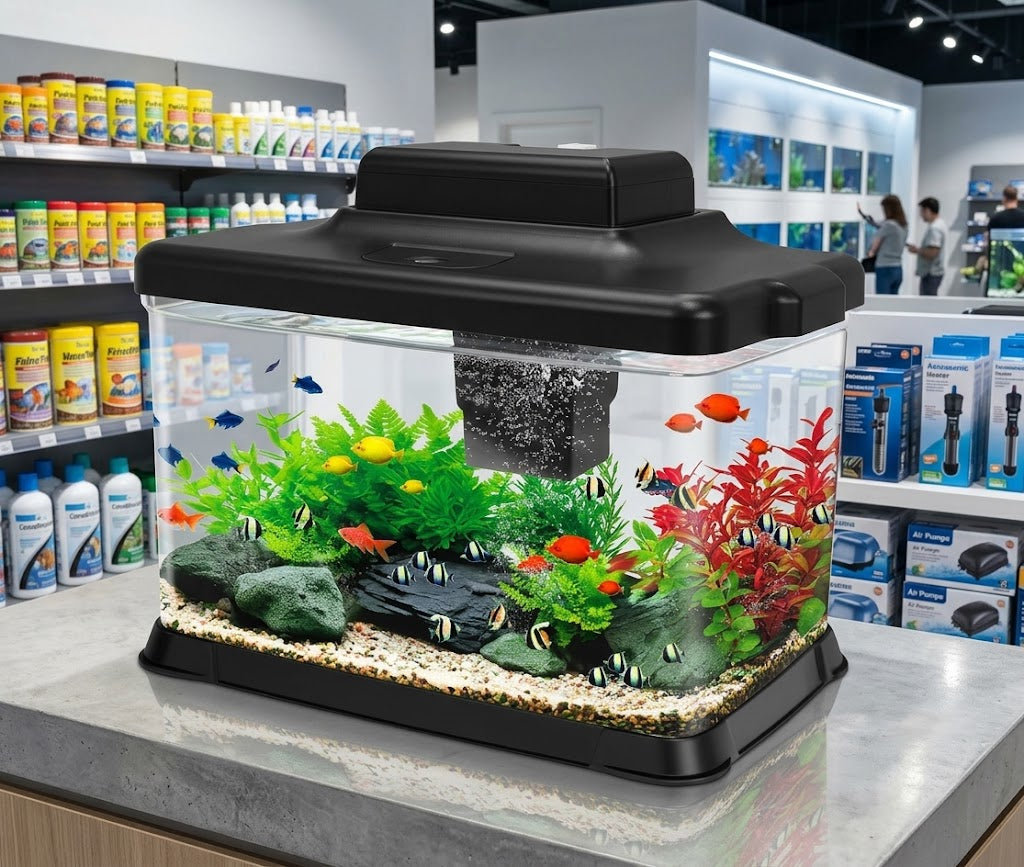 DaToo 1.6 Gallon Mini Aquarium Starter Kit with LED Light and Filter System