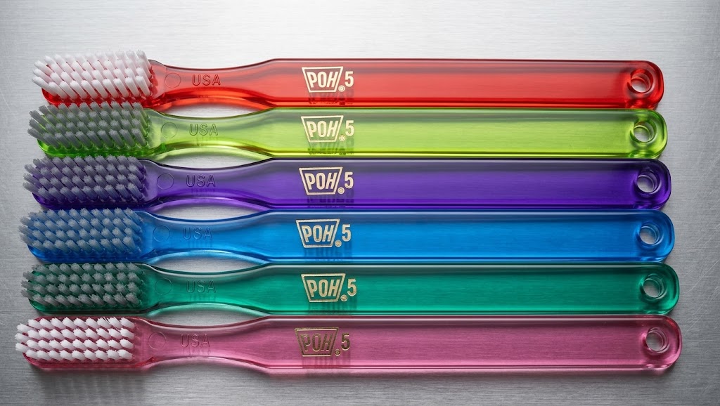 POH Adult 4-Row Supersoft #5 Toothbrush, Pack of 6 - Assorted Colors, Made in USA