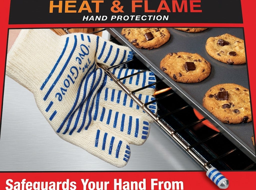 The 'Ove' Glove Heavy Duty Oven Glove Heat & Flame Resistant Non-Slip Silicone Grip - New