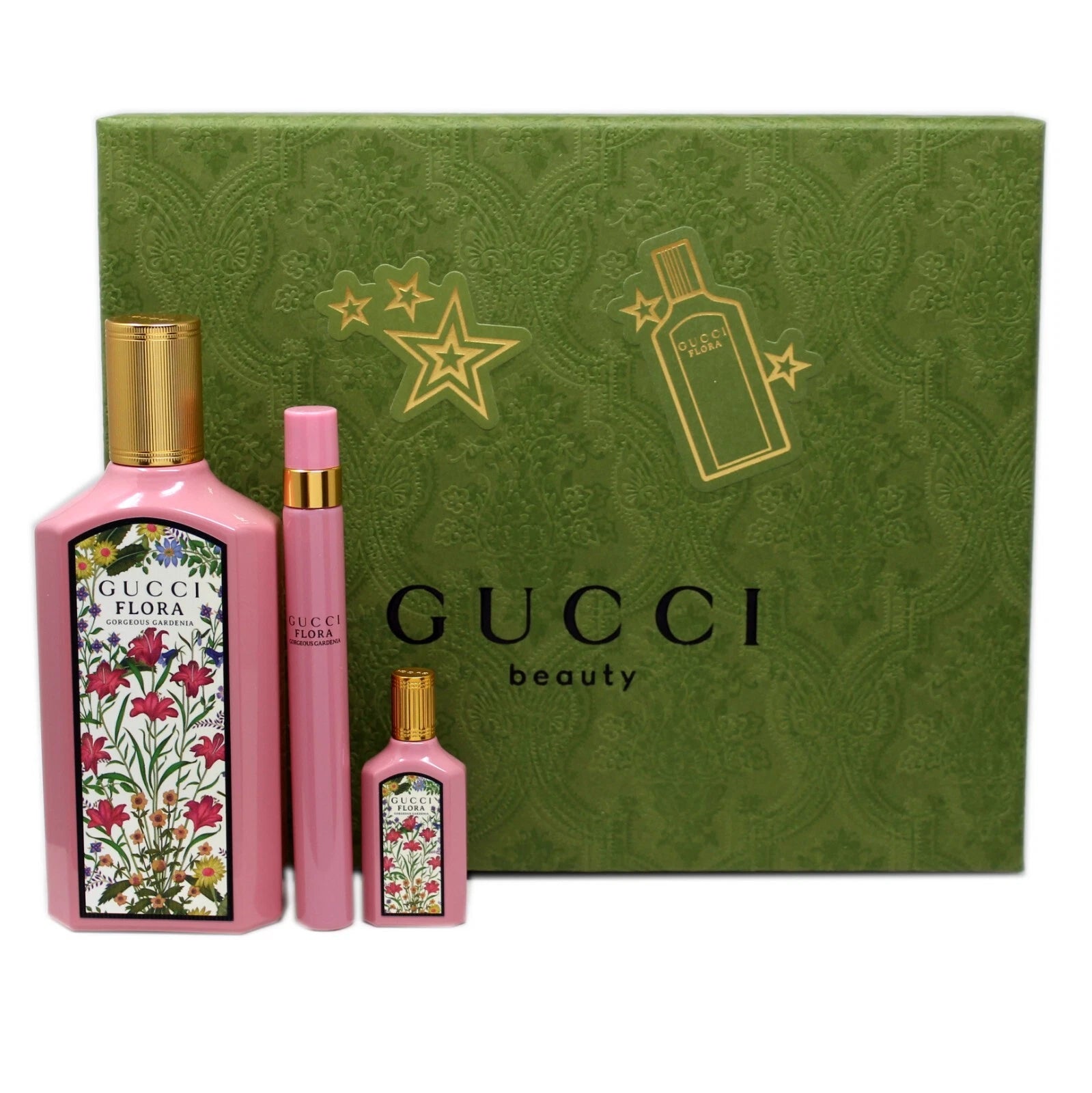 GUCCI FLORA GORGEOUS GARDENIA 3 PIECE GIFT SET EAU DE PARFUM SPRAY 100ML (D)
