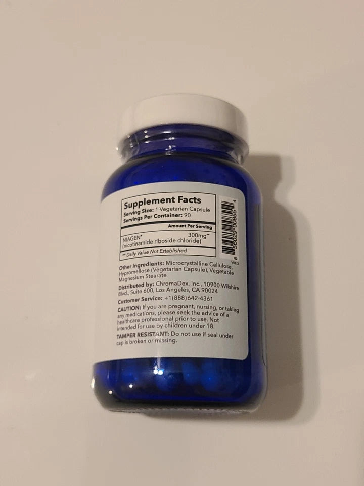 GLASS, GENUINE Tru Niagen Nicotinamide Riboside Chloride 300 mg 90 ct EXP 9/2027