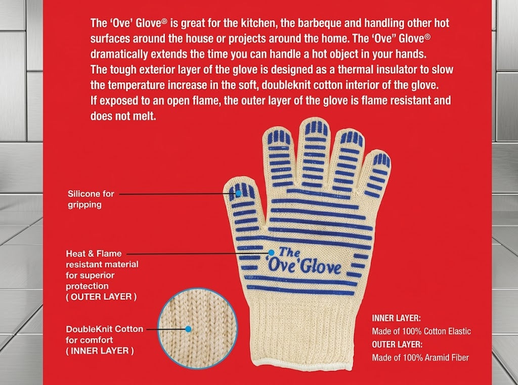 The 'Ove' Glove Heavy Duty Oven Glove Heat & Flame Resistant Non-Slip Silicone Grip - New
